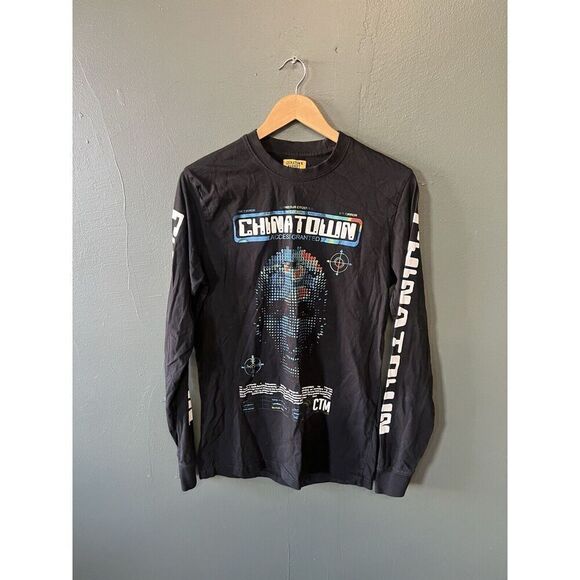 CHINATOWN MARKET Mens Black AI T-SHIRT LONG SLEEVE MENS SIZe Medium - Picture 1 of 3